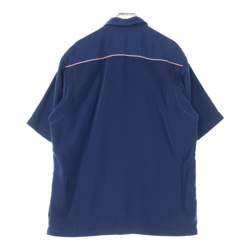 NO BRAND(ノーブランド) SWIPE ON THE QUIET レーヨン 半袖ポロシャツ カットソー ブルー