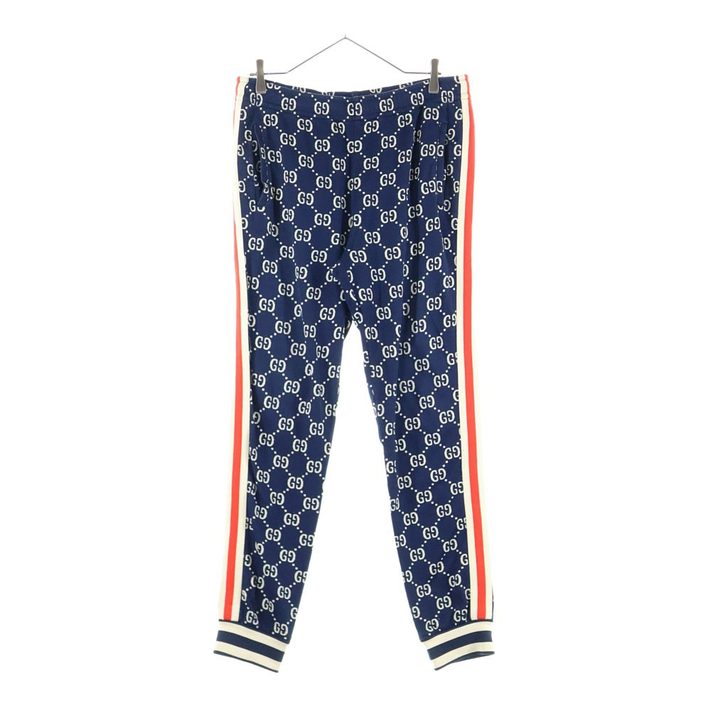 GUCCI(グッチ) 18AW GG Jacquard Sweat Pants GGジャカード コットン サイドライン トラックパンツ ネイビー 496920 X9V05