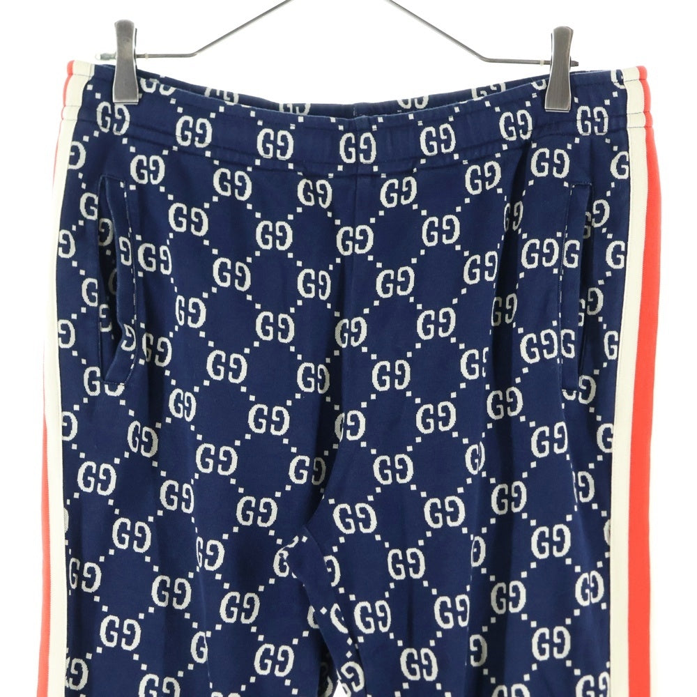 GUCCI(グッチ) 18AW GG Jacquard Sweat Pants GGジャカード コットン サイドライン トラックパンツ ネイビー 496920 X9V05
