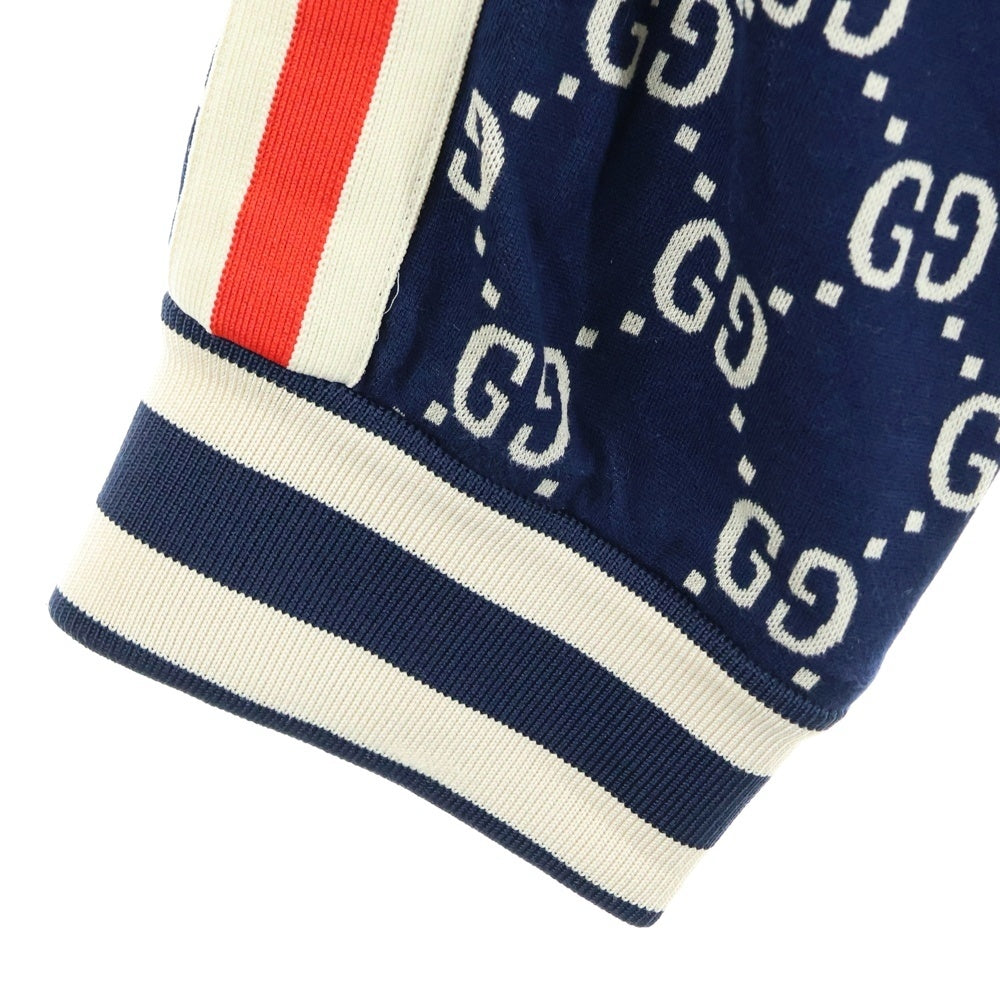 GUCCI(グッチ) 18AW GG Jacquard Sweat Pants GGジャカード コットン サイドライン トラックパンツ ネイビー 496920 X9V05