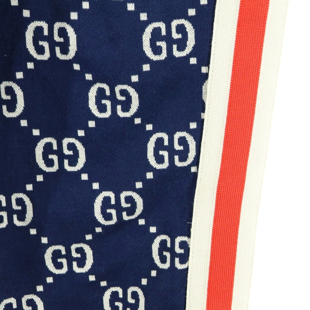 GUCCI(グッチ) 18AW GG Jacquard Sweat Pants GGジャカード コットン サイドライン トラックパンツ ネイビー 496920 X9V05