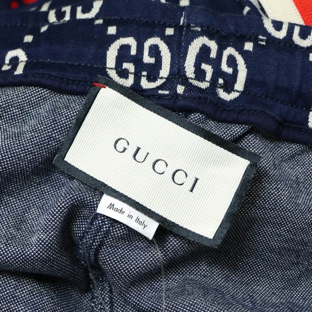 GUCCI(グッチ) 18AW GG Jacquard Sweat Pants GGジャカード コットン サイドライン トラックパンツ ネイビー 496920 X9V05
