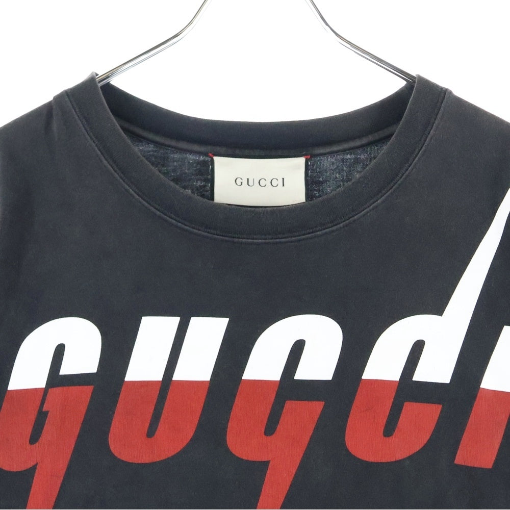 GUCCI(グッチ) ブレードプリント クルーネック コットン 半袖Tシャツ カットソー ブラック 565806XJAZY
