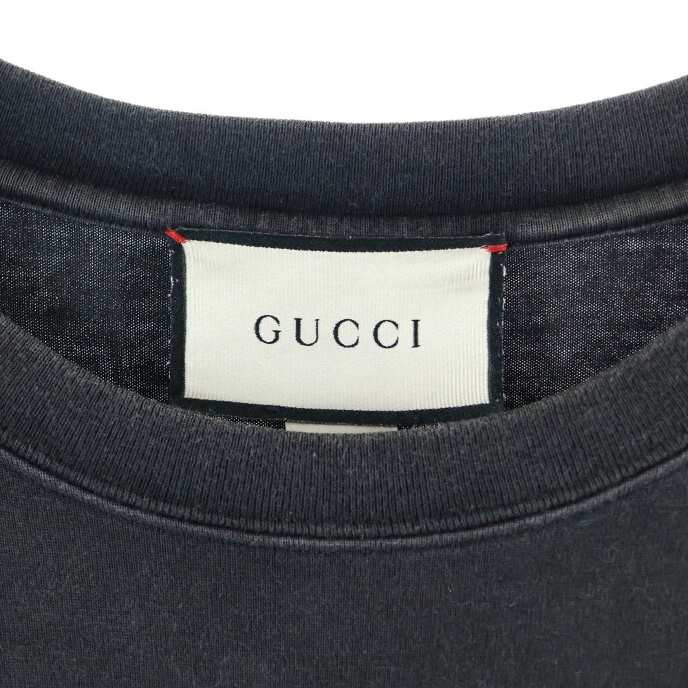GUCCI(グッチ) ブレードプリント クルーネック コットン 半袖Tシャツ カットソー ブラック 565806XJAZY