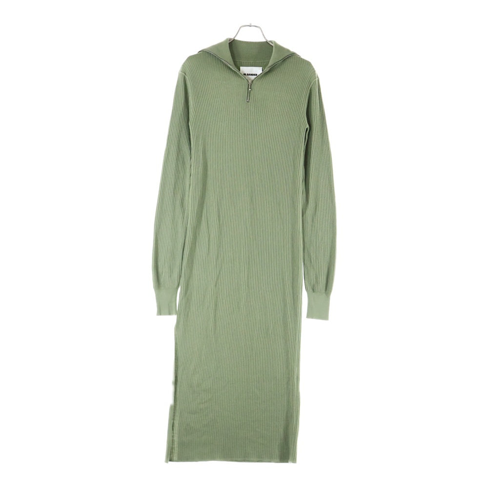 JIL SANDER(ジルサンダー) 19SS ハーフジップ リブタートルネック ニットワンピース ライトグリーン JPPP751505