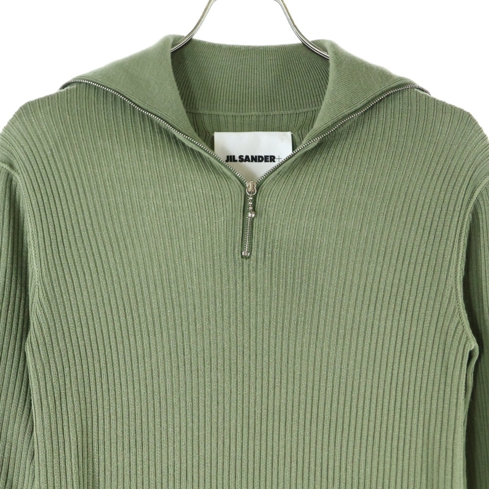 JIL SANDER(ジルサンダー) 19SS ハーフジップ リブタートルネック ニットワンピース ライトグリーン JPPP751505