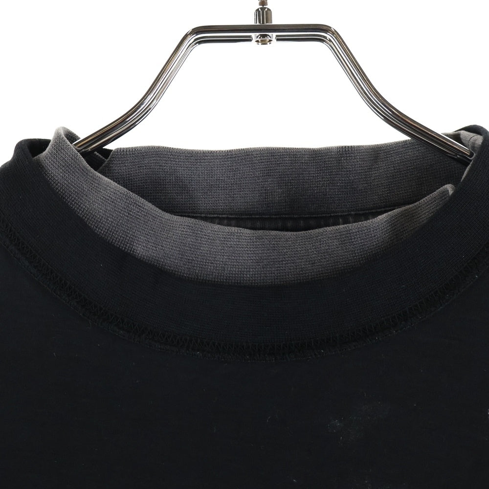 BALENCIAGA(バレンシアガ) ロゴ刺繍 オーバーサイズヴィンテージジャージーレイヤードカットソー 726088 TNVR5 ブラック/グレー
