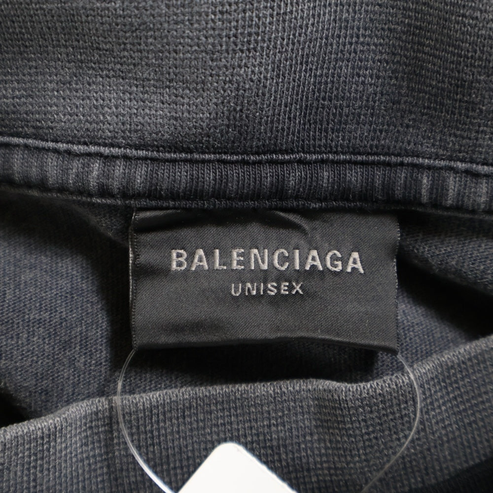 BALENCIAGA(バレンシアガ) ロゴ刺繍 オーバーサイズヴィンテージジャージーレイヤードカットソー 726088 TNVR5 ブラック/グレー