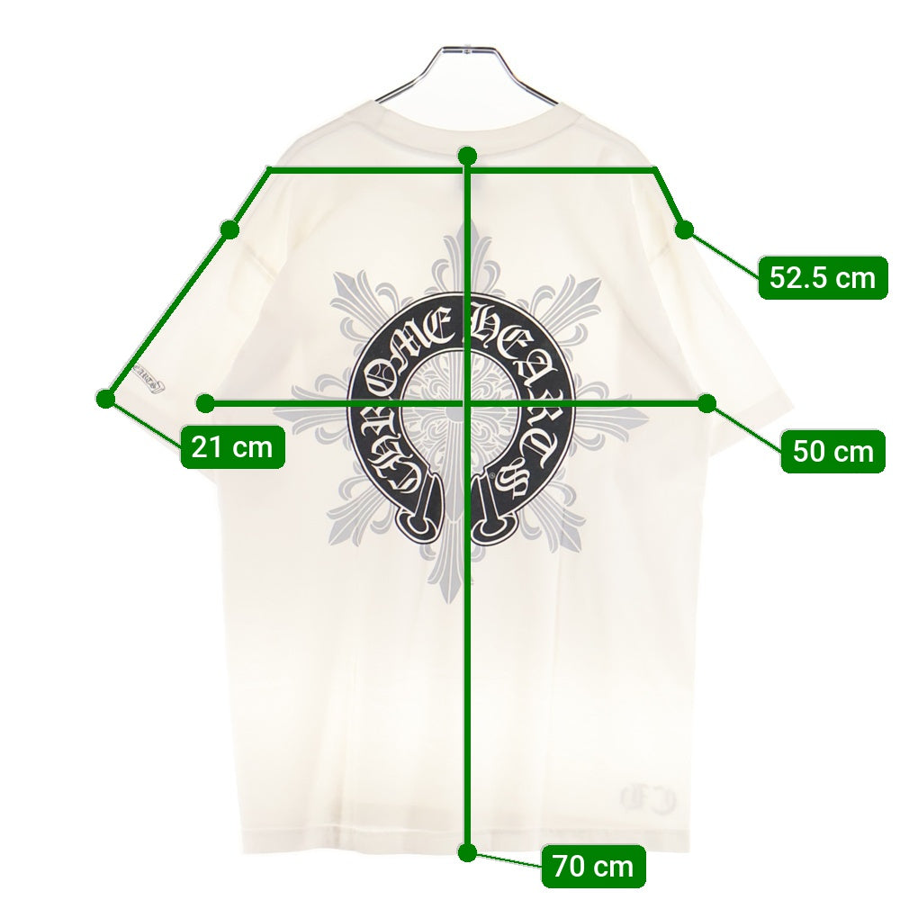 CHROME HEARTS(クロムハーツ) OLD オールド バックホースシュー クロスプリント クルーネック 半袖Tシャツ カットソー ホワイト