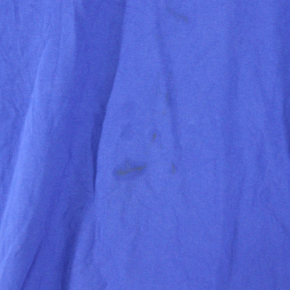 M+RC NOIR(マルシェノア) バックプリント クルーネック半袖Tシャツ カットソー ブルー