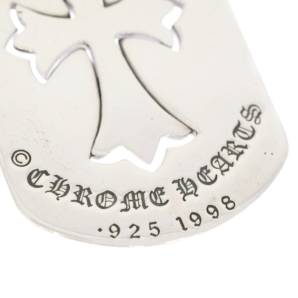 CHROME HEARTS(クロムハーツ) D TAG LRG TNY CRS カットアウトタイニーCHクロス ラージドッグタグ ネックレストップ シルバー