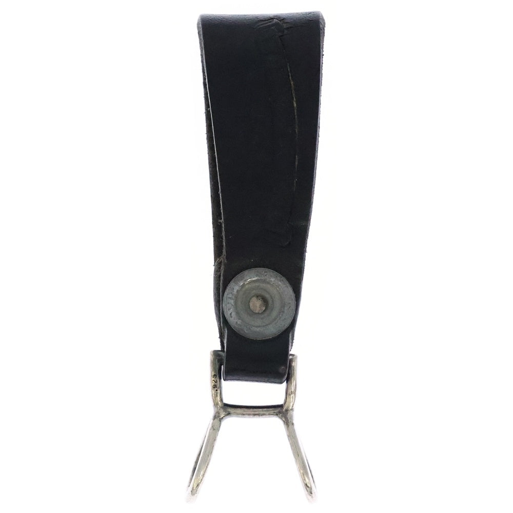CHROME HEARTS(クロムハーツ) BELT LOOP クロスボールボタンレザーベルトループ シルバー/ブラック BCA397