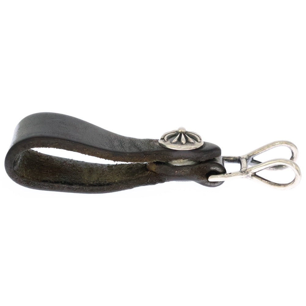 CHROME HEARTS(クロムハーツ) BELT LOOP クロスボールボタンレザーベルトループ シルバー/ブラック BCA397