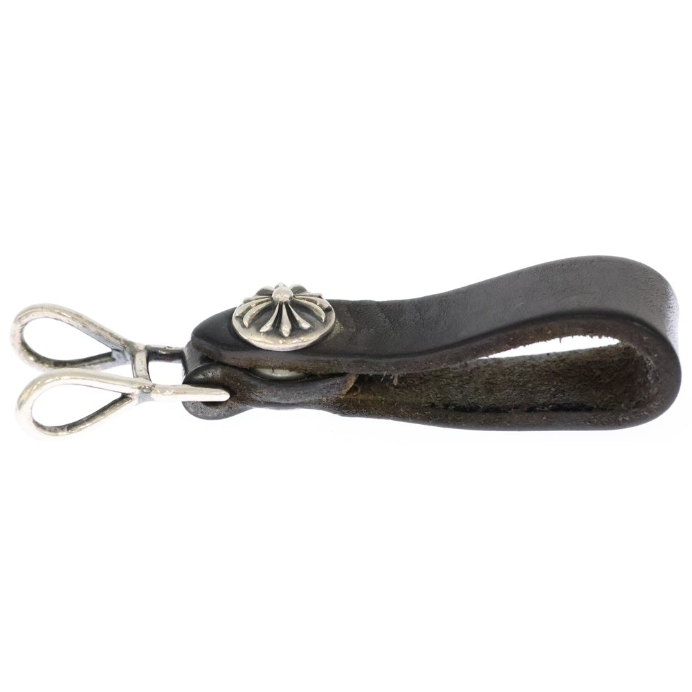 CHROME HEARTS(クロムハーツ) BELT LOOP クロスボールボタンレザーベルトループ シルバー/ブラック BCA397