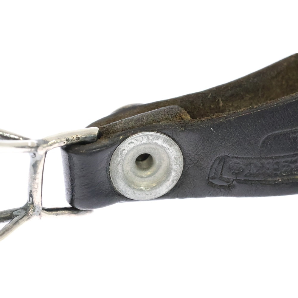CHROME HEARTS(クロムハーツ) BELT LOOP クロスボールボタンレザーベルトループ シルバー/ブラック BCA397