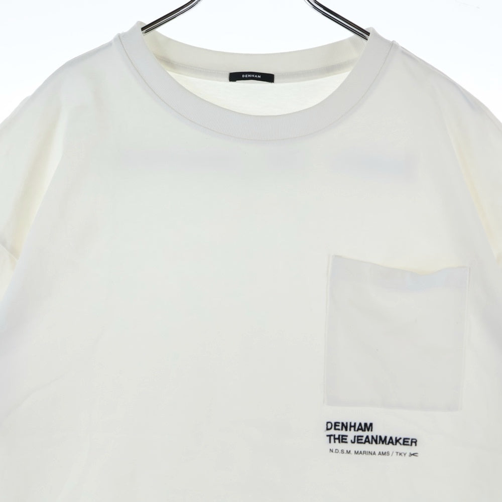 DENHAM(デンハム) フロント刺繍ポケット半袖Tシャツ カットソー ホワイト