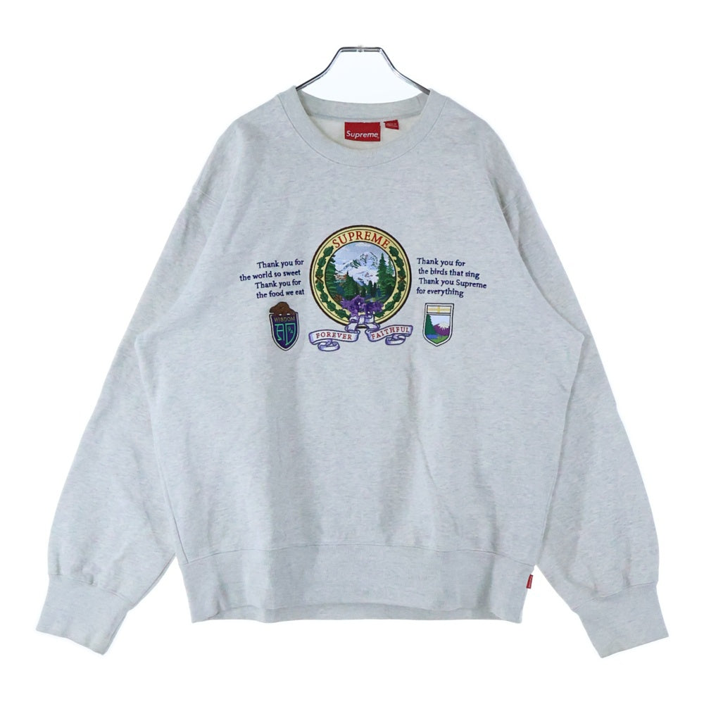 SUPREME(シュプリーム) 19AW Mountain Crewneck フロント刺? スウェットトレーナー グレー