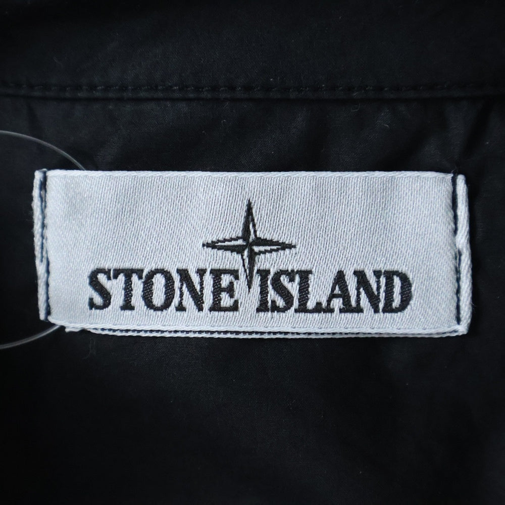 STONE ISLAND(ストーンアイランド) 24SS Sand Shirt ロゴプリント コットン 半袖シャツ ショートスリーブ ブラック 801511805