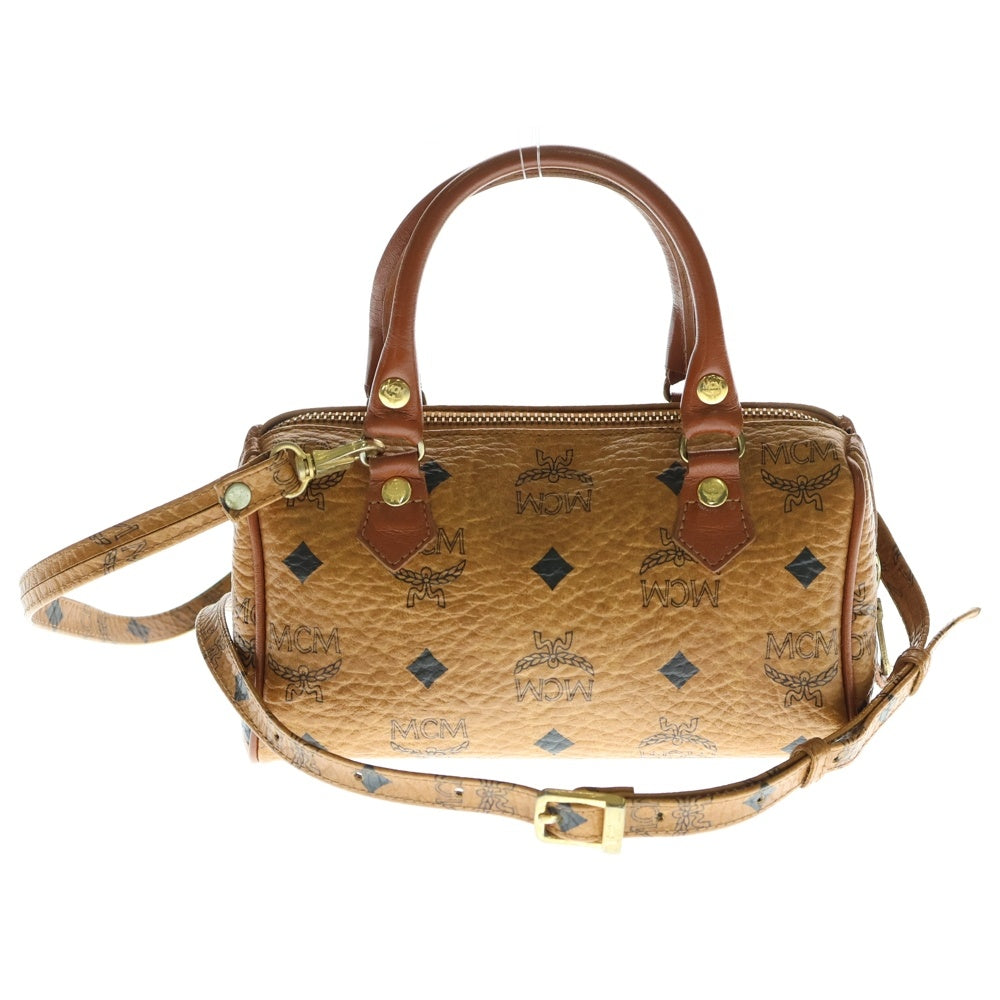 MCM(エム シー エム) 2WAY ミニボストン ショルダーバッグ ブラウン B7558 レディース