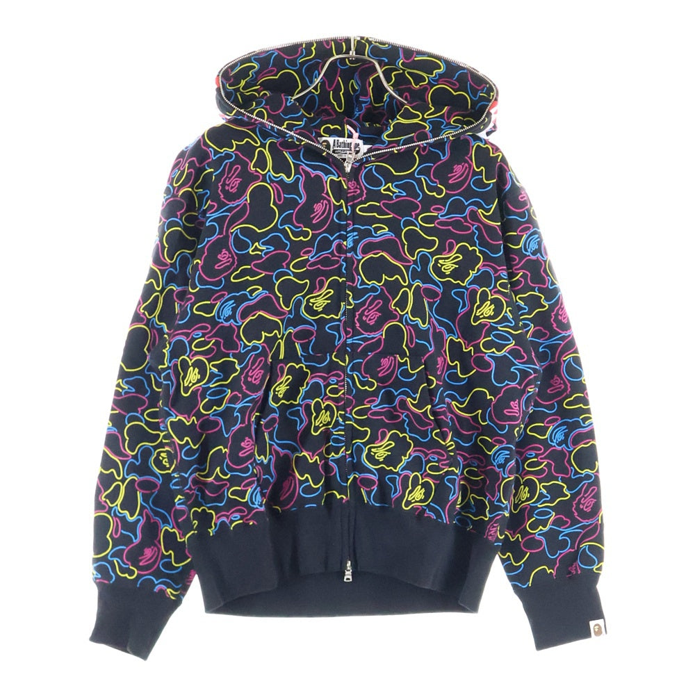 A BATHING APE(アベイシングエイプ) NEON CAMO SHARK FULL ZIP HOODIE ネオンカモシャーク ジップアップパーカー フーディー マルチカラー 001ZPL302004L