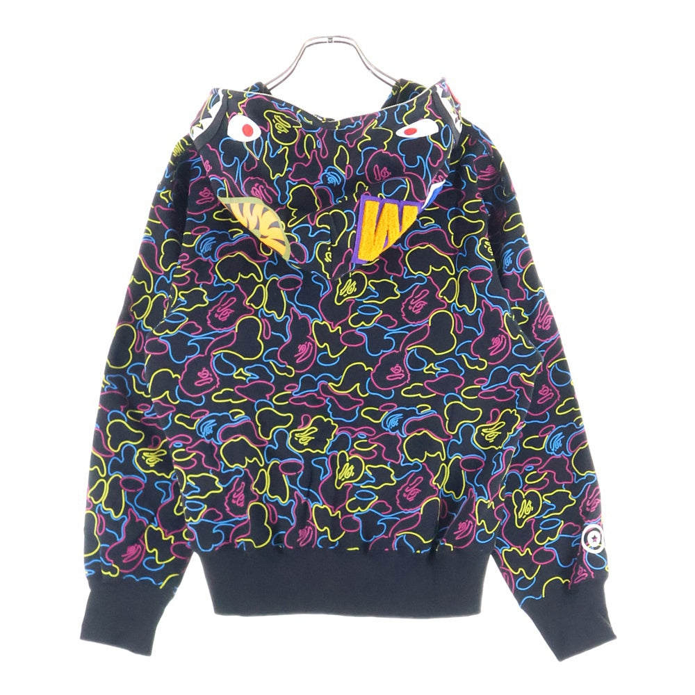 A BATHING APE(アベイシングエイプ) NEON CAMO SHARK FULL ZIP HOODIE ネオンカモシャーク ジップアップパーカー フーディー マルチカラー 001ZPL302004L