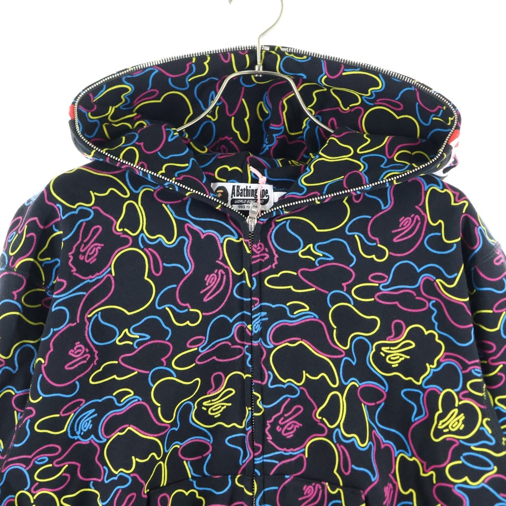 A BATHING APE(アベイシングエイプ) NEON CAMO SHARK FULL ZIP HOODIE ネオンカモシャーク ジップアップパーカー フーディー マルチカラー 001ZPL302004L