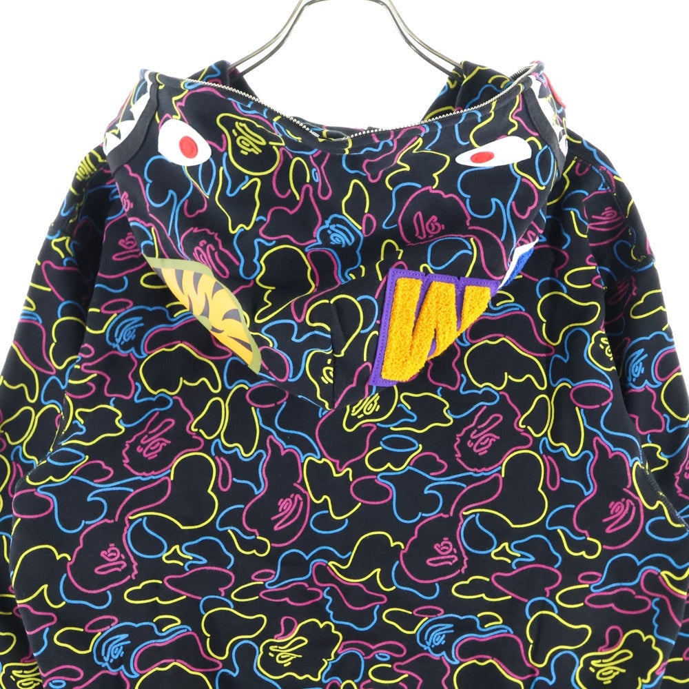 A BATHING APE(アベイシングエイプ) NEON CAMO SHARK FULL ZIP HOODIE ネオンカモシャーク ジップアップパーカー フーディー マルチカラー 001ZPL302004L