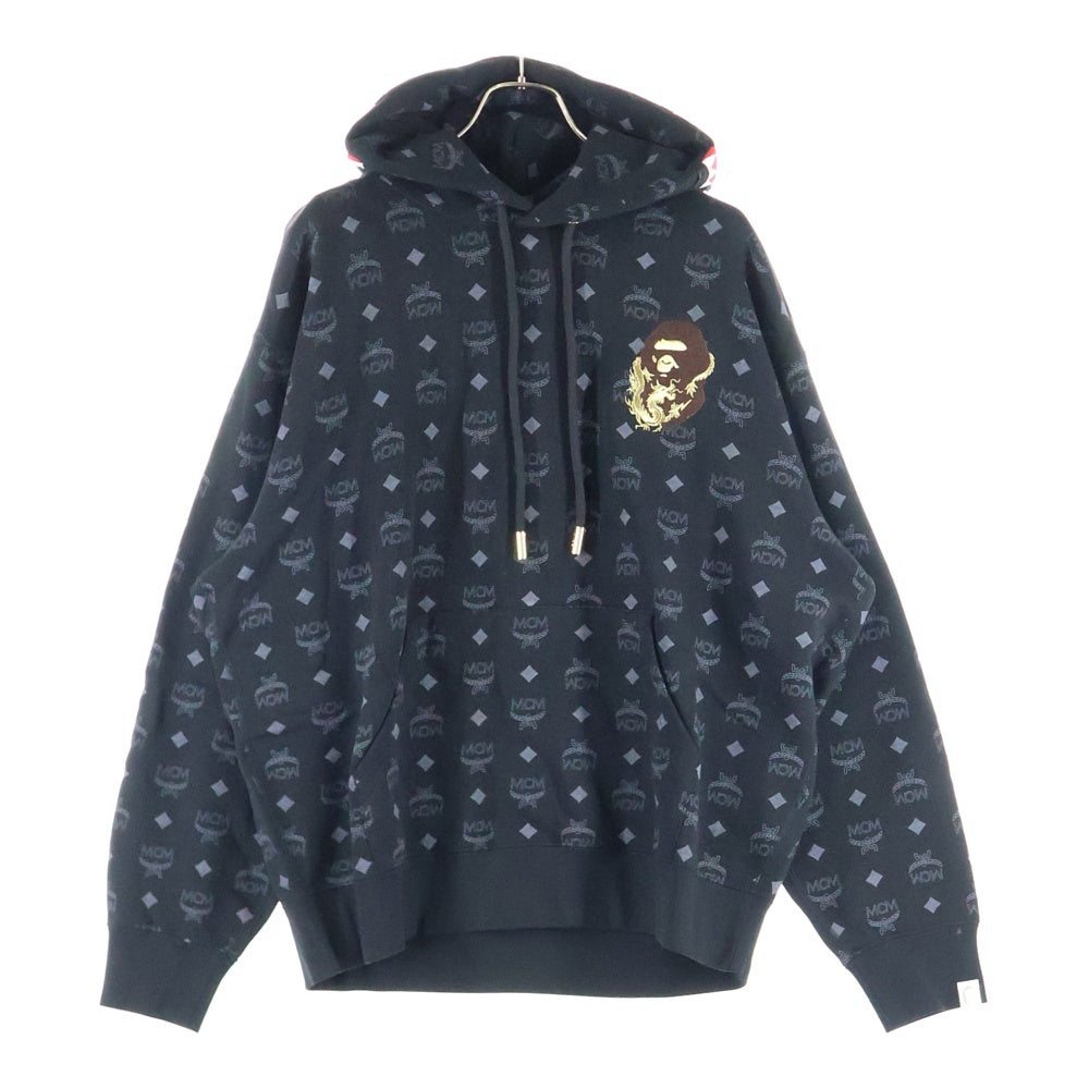 A BATHING APE(アベイシングエイプ) ×MCM Monogram Shark Hoodie モノグラム総柄 シャーク プルオーバーパーカー ブラック 001PPK231903C