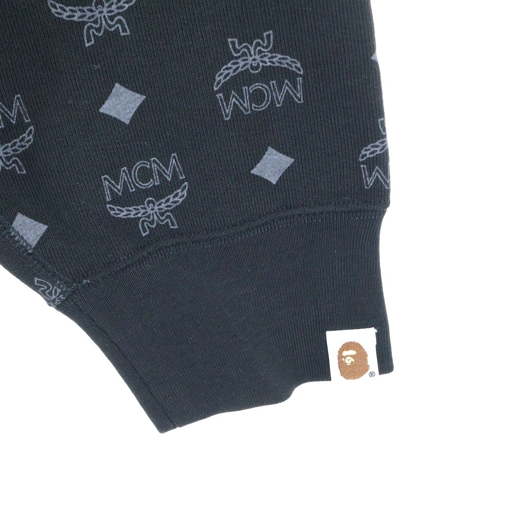 A BATHING APE(アベイシングエイプ) ×MCM Monogram Shark Hoodie モノグラム総柄 シャーク プルオーバーパーカー ブラック 001PPK231903C