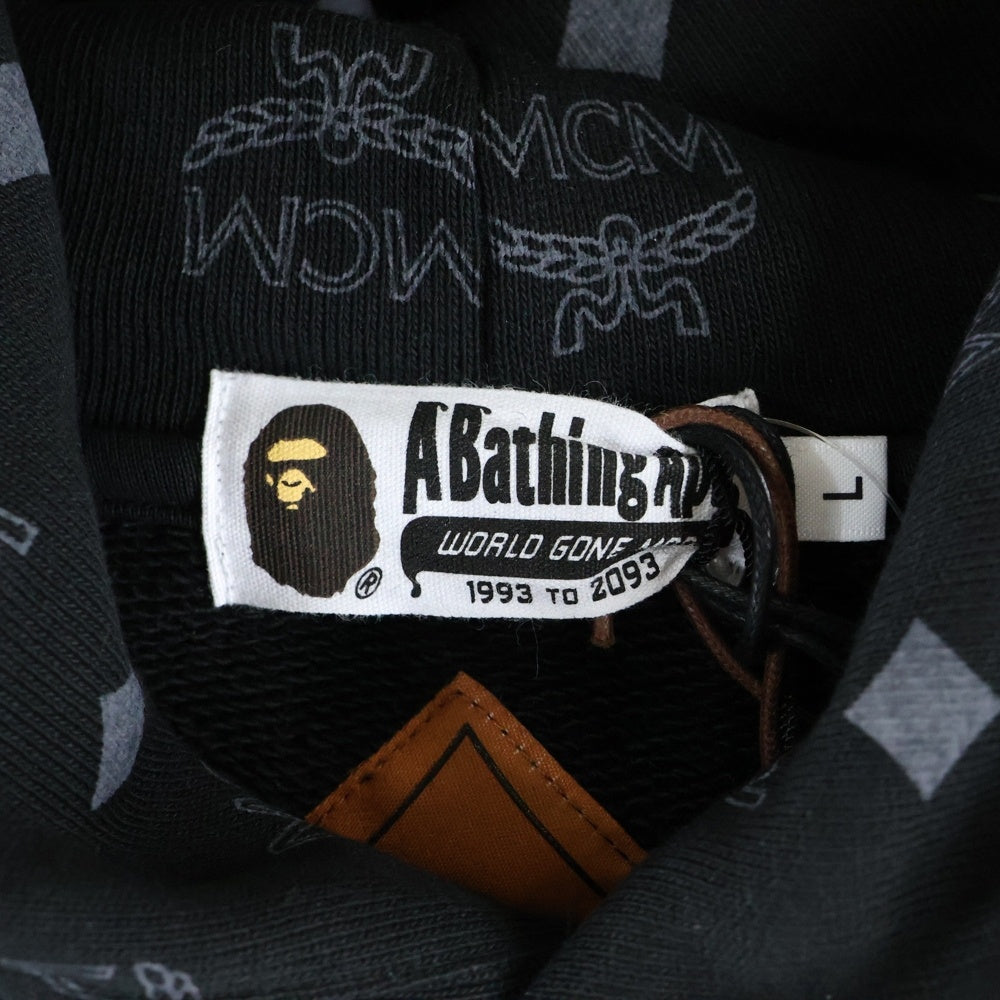A BATHING APE(アベイシングエイプ) ×MCM Monogram Shark Hoodie モノグラム総柄 シャーク プルオーバーパーカー ブラック 001PPK231903C