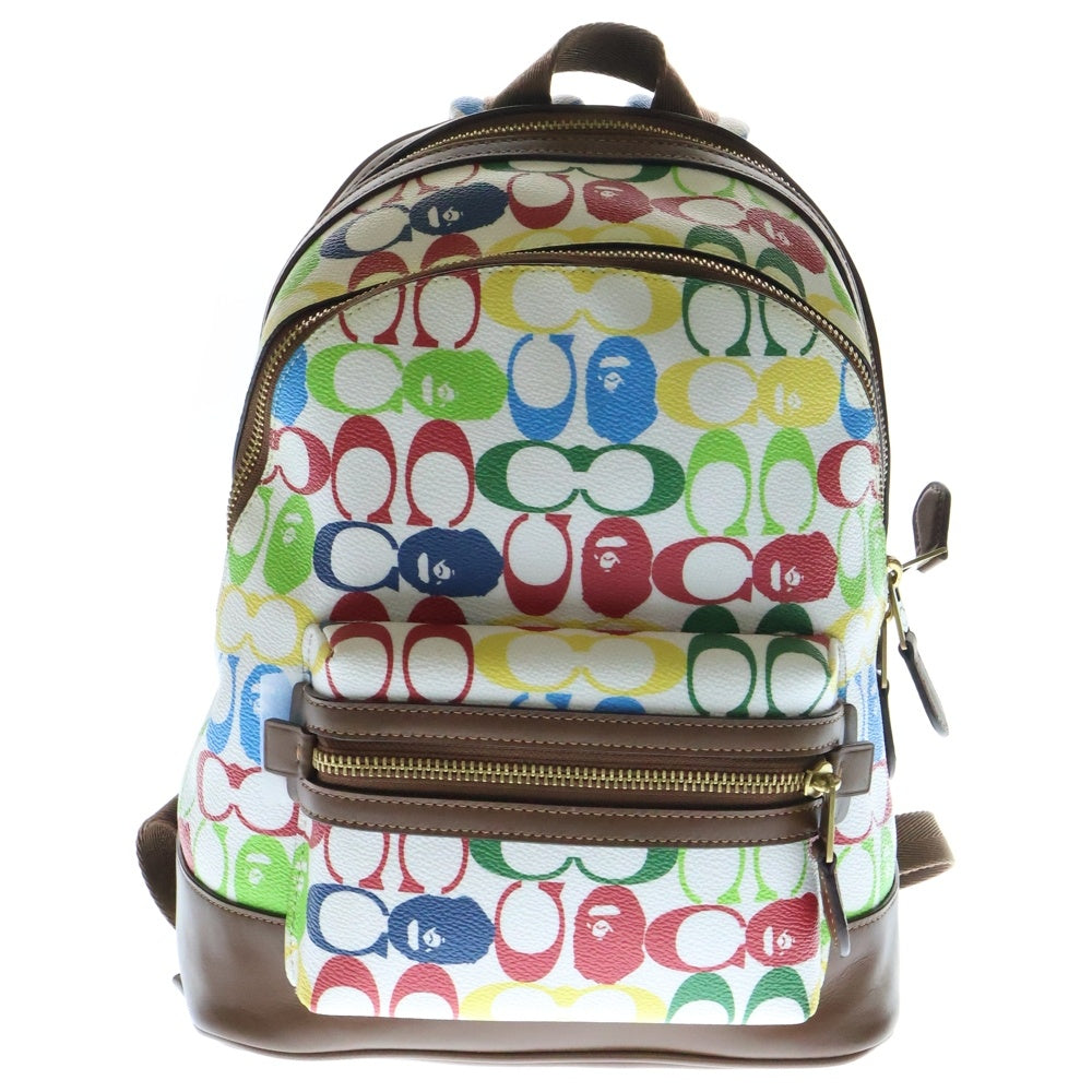 A BATHING APE(アベイシングエイプ) ×COACH BAGPACK コーチ シグネチャー キャンバス アカデミーバッグパック リュックサック マルチカラー 89381