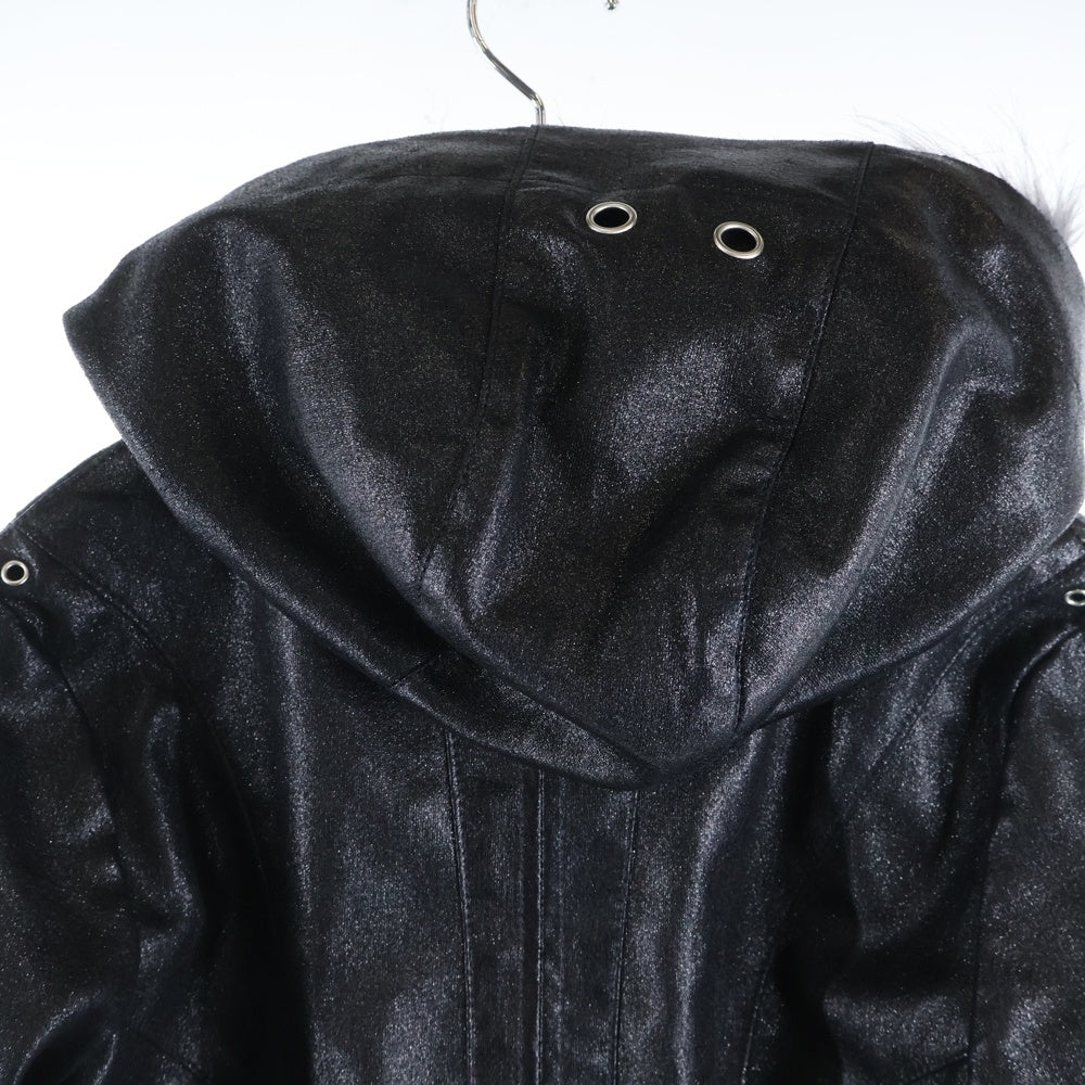 COZY WORLDWIDE(コージーワールドワイド) COZY.WRLD LEATHER JACKET ファー付き フーディージャケット ブルゾン ブラック