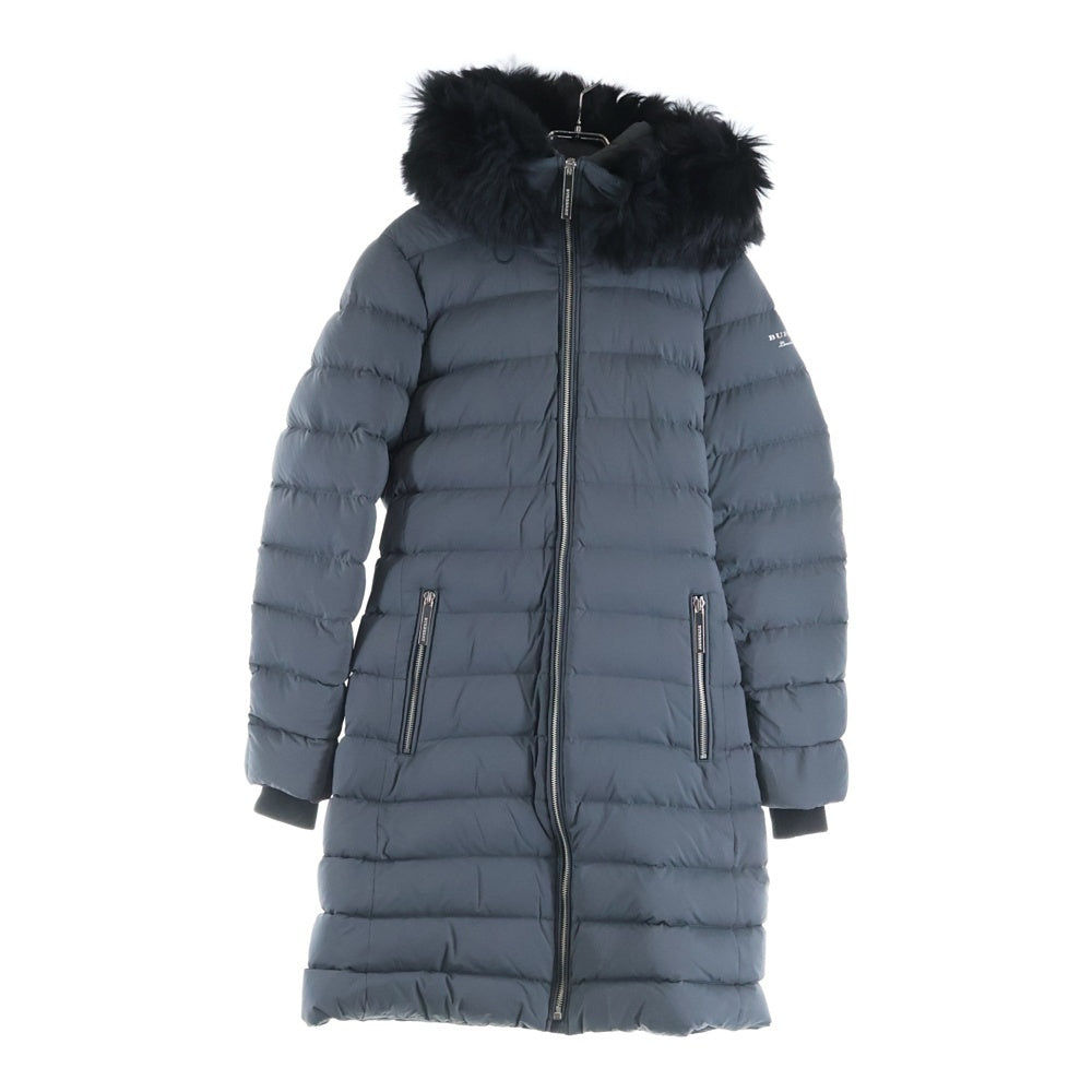 BURBERRY LONDON(バーバリーロンドン) ノバチェック ファー付き フーディー ダウンコート グレー レディース