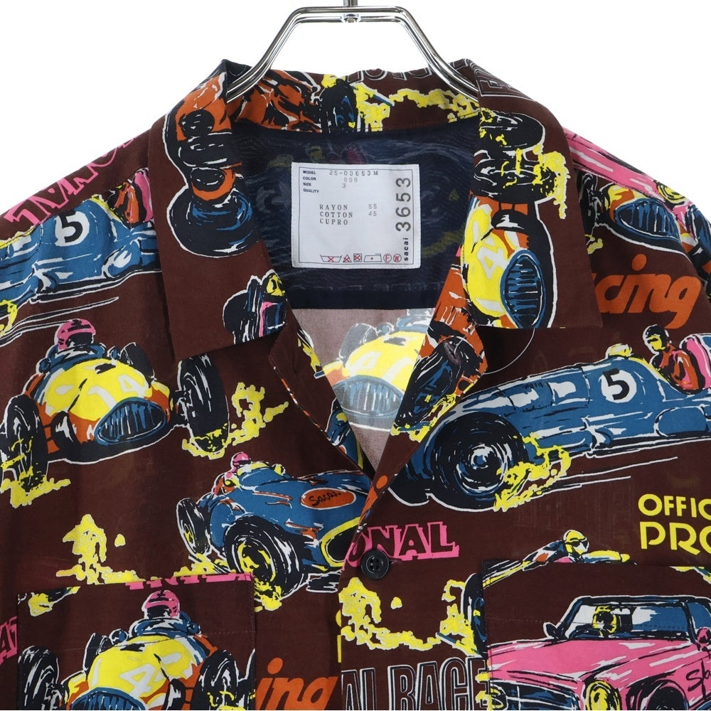 Sacai(サカイ) 25SS Car Race Tropical Print Shirt 25-03653M アロハシャツ 半袖開襟シャツ ブラウン