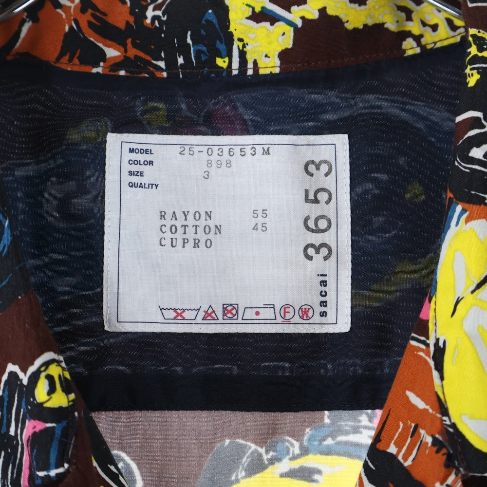 Sacai(サカイ) 25SS Car Race Tropical Print Shirt 25-03653M アロハシャツ 半袖開襟シャツ ブラウン