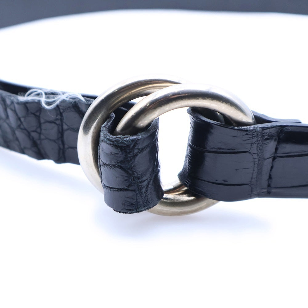 THE SOLE(ザソール) THE SOLE (ザソール) ダブルリング レザーベルト クロコダイル ブラック