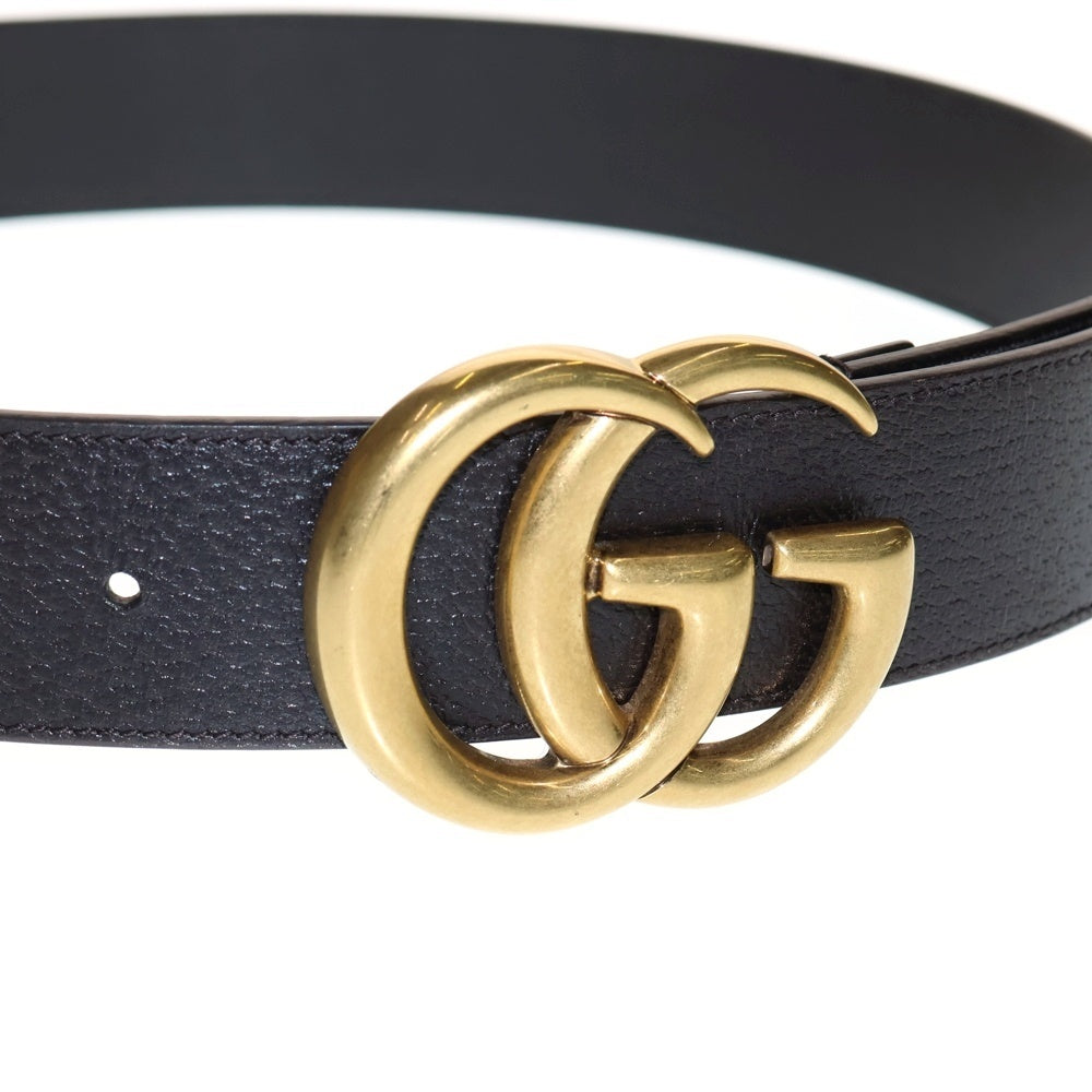 GUCCI(グッチ) GGマーモント ロゴバックル カーフスキン レザーベルト 406831-DJ207-493949 ブラウン/ゴールド