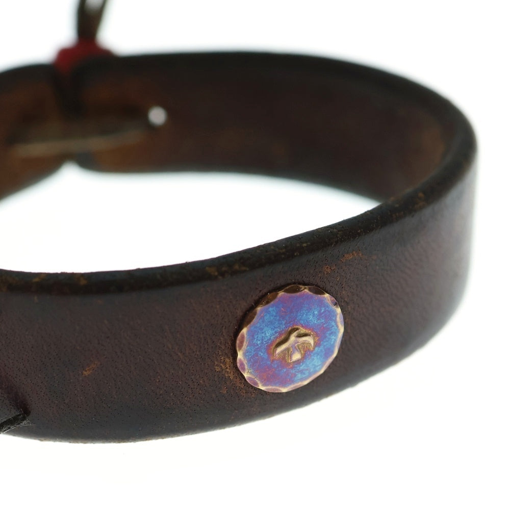 goro's(ゴローズ) 金メタル付きレザーブレス ブラウン