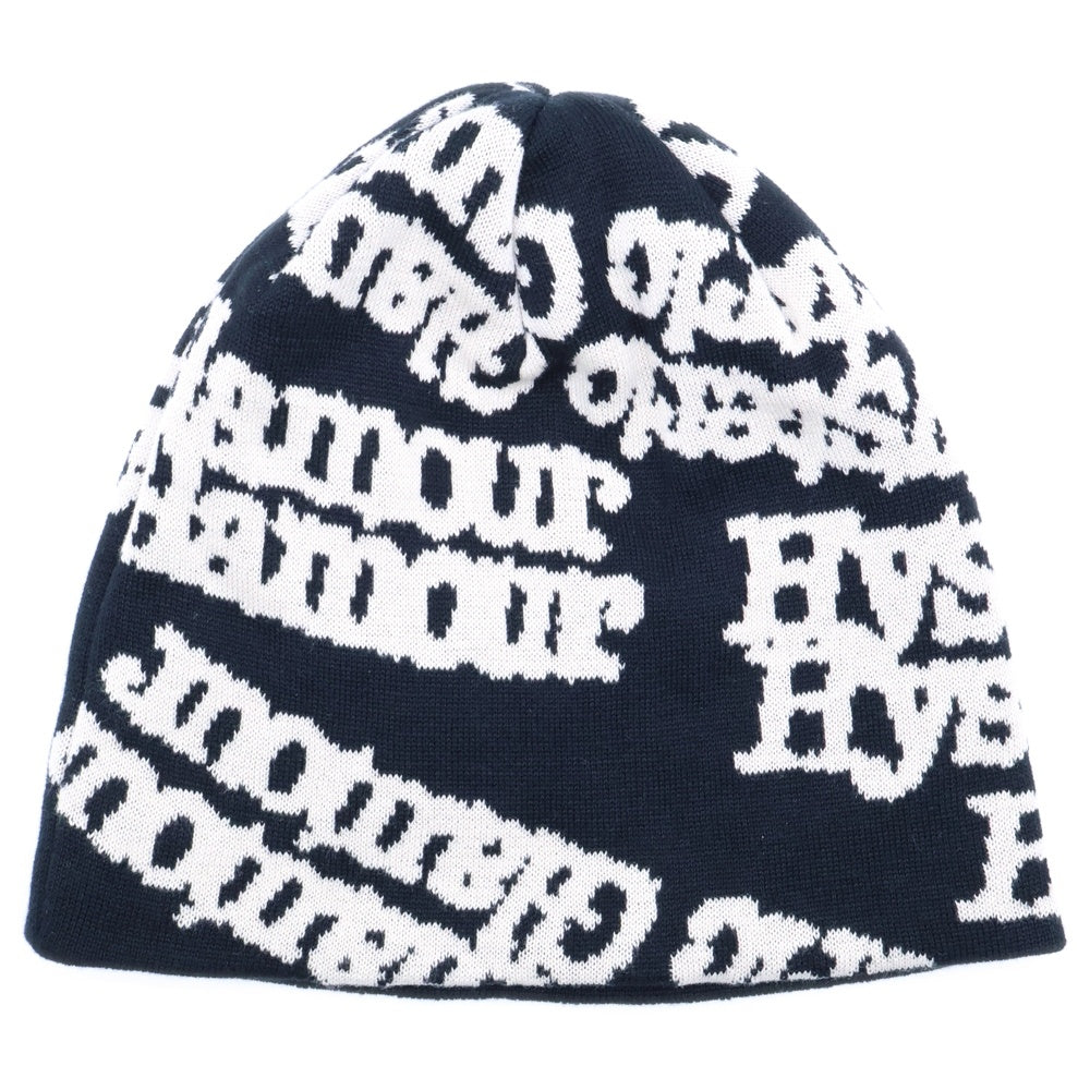 HYSTERIC GLAMOUR(ヒステリックグラマー) TYPE LOGO OVER SIZE BEANIE オーバーサイズビーニー ニット帽 ブラック/ホワイト 01251QH02