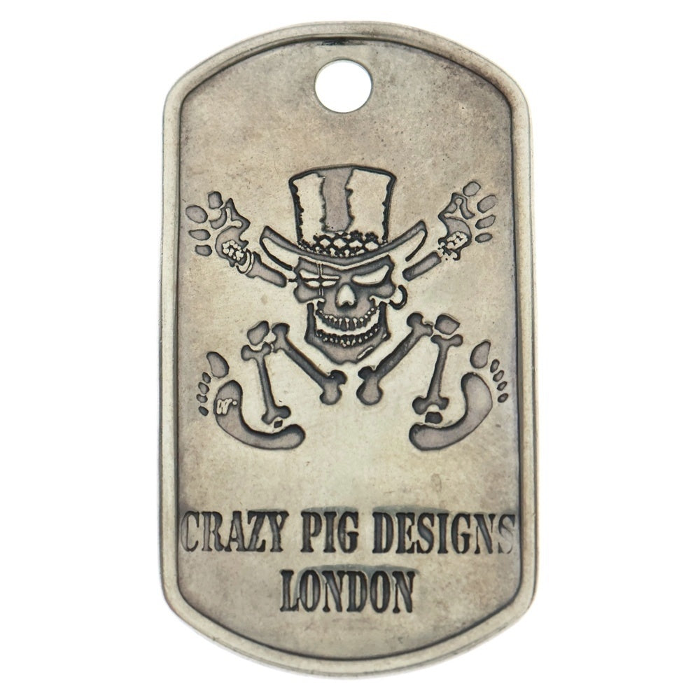 CRAZY PIG(クレイジーピッグ) DOG TAGS スカルモチーフ ドッグタグ ネックレストップ ペンダント シルバー