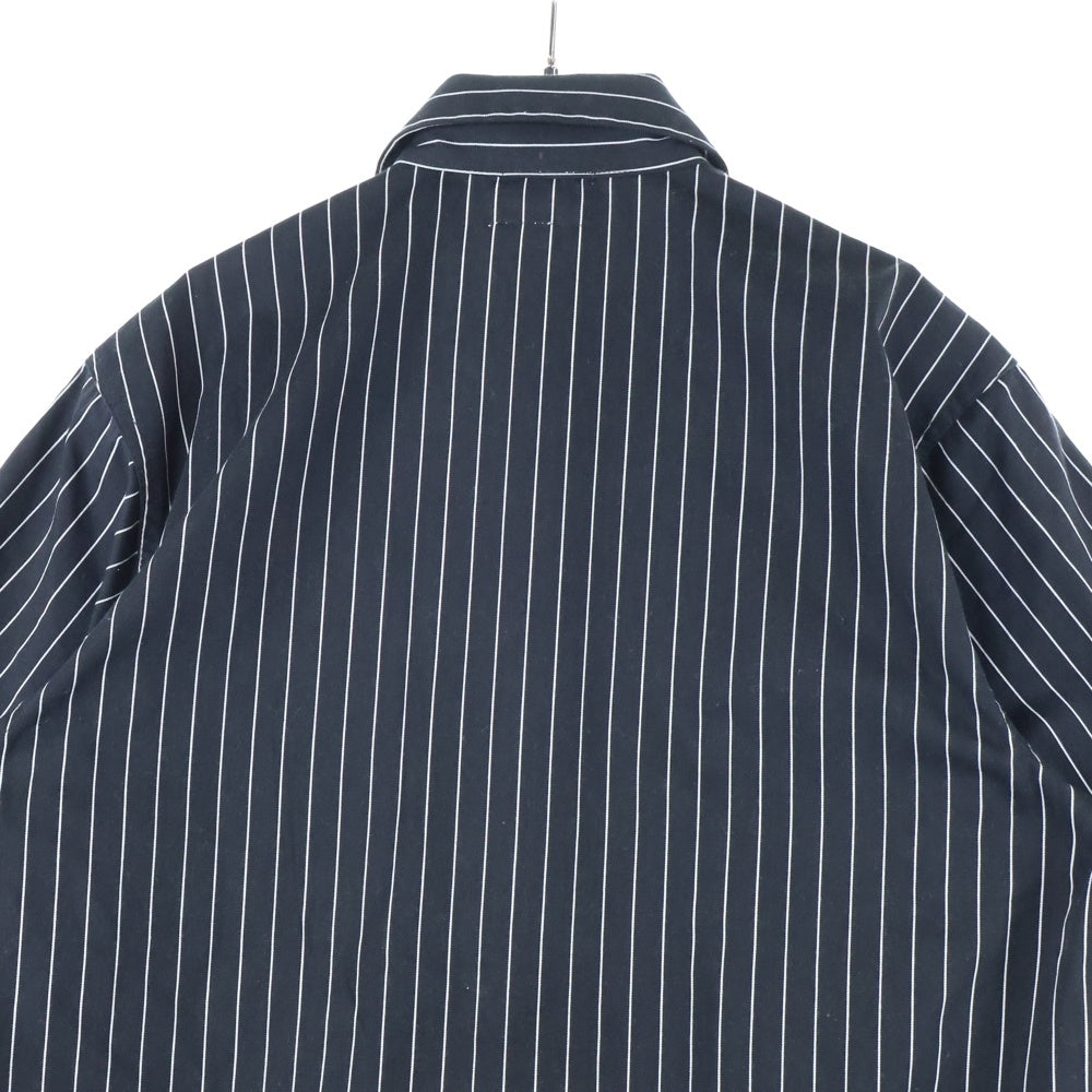 BIG MIKE(ビッグマイク) フロントポケット付 ストライプ柄半袖シャツ ブラック