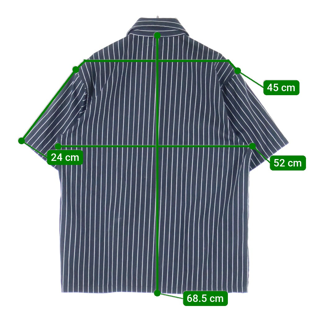 BIG MIKE(ビッグマイク) フロントポケット付 ストライプ柄半袖シャツ ブラック