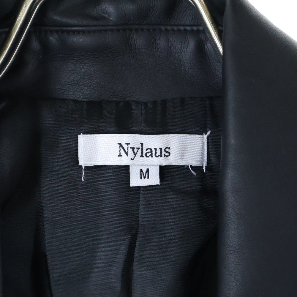 NYLAUS(ナイラス) ジップアップ ライダース フェイクレザー ジャケット ブラック