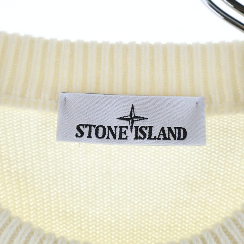 STONE ISLAND(ストーンアイランド) 25AW SWEATER ロゴワッペン付き ウール 長袖ニットセーター アイボリー K2S155100072S00A3