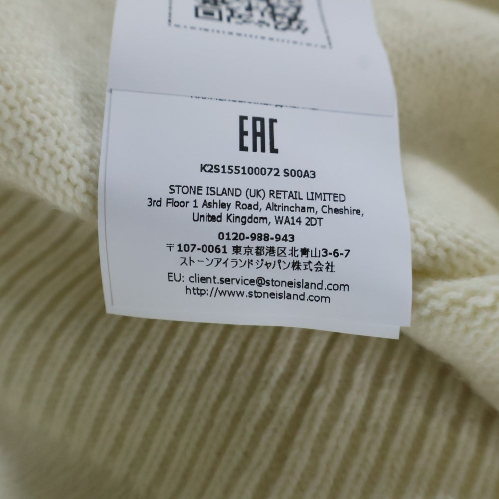 STONE ISLAND(ストーンアイランド) 25AW SWEATER ロゴワッペン付き ウール 長袖ニットセーター アイボリー K2S155100072S00A3