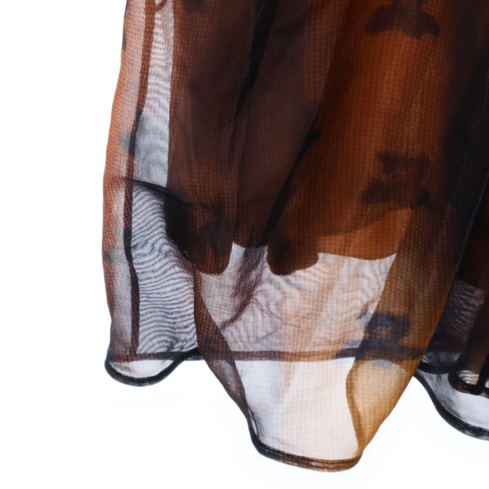 Acne Studios(アクネ ストゥディオズ) Brown Printed Nylon Bow Dress ネックリボン ナイロン 半袖ドレス ブラウン FN-WN-DRES001562 レディース