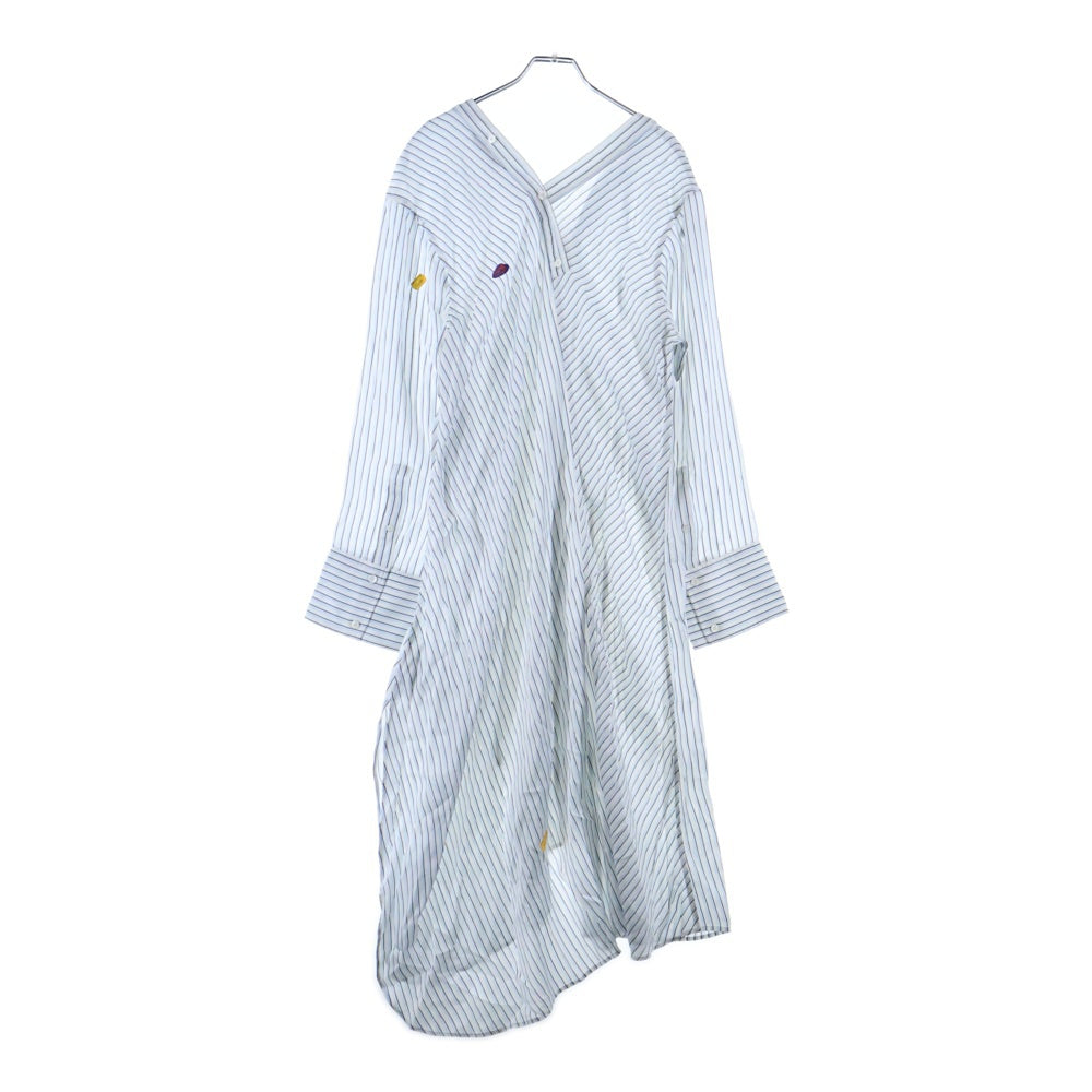 Acne Studios(アクネ ストゥディオズ) ASYMMETRIC DESIGN SHIRT DRESS アシンメトリー ストライプ柄 レーヨンドレス ホワイト/ブルー FN-WN-DRES001476 レディース