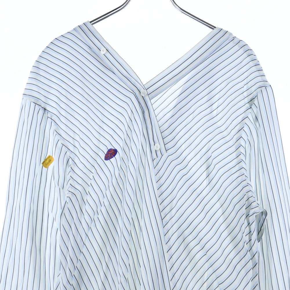 Acne Studios(アクネ ストゥディオズ) ASYMMETRIC DESIGN SHIRT DRESS アシンメトリー ストライプ柄 レーヨンドレス ホワイト/ブルー FN-WN-DRES001476 レディース