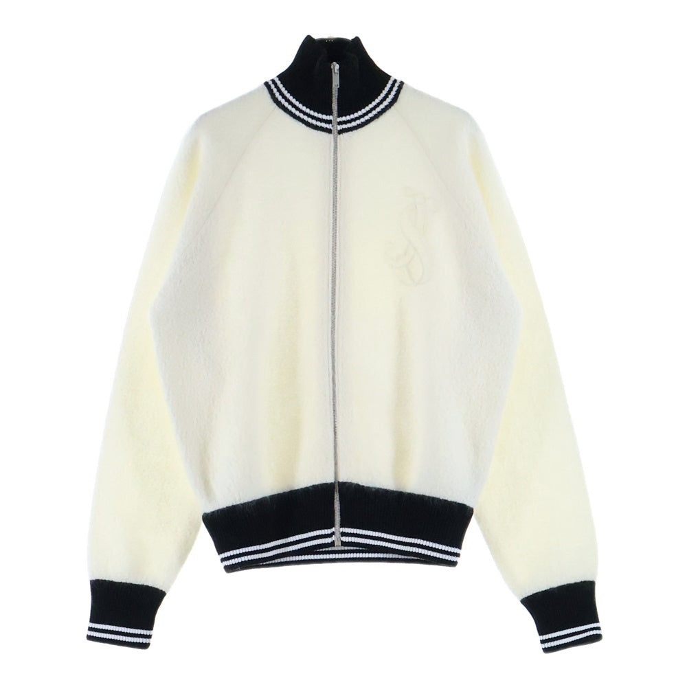 JIL SANDER(ジルサンダー) HN LS ZIP UP JACKET エンボスロゴ ジップアップ ウールジャケット ホワイト/ブラック J22HP0041