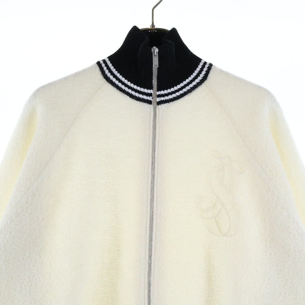JIL SANDER(ジルサンダー) HN LS ZIP UP JACKET エンボスロゴ ジップアップ ウールジャケット ホワイト/ブラック J22HP0041